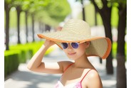 Wide Brim Hat - Paper Straw Wide Brim Hat - Orange Trim - HT-ST1061OR